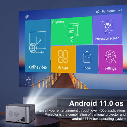 Android 11 4K Smart Projector 580ANSI 1920*1080P Full HD Wifi6 BT5.0 Allwinner H713 Voice Control Home Cinema Theater 